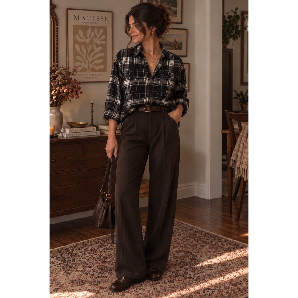 Tilley Black & White Plaid Flannel Button-Down – Size Small